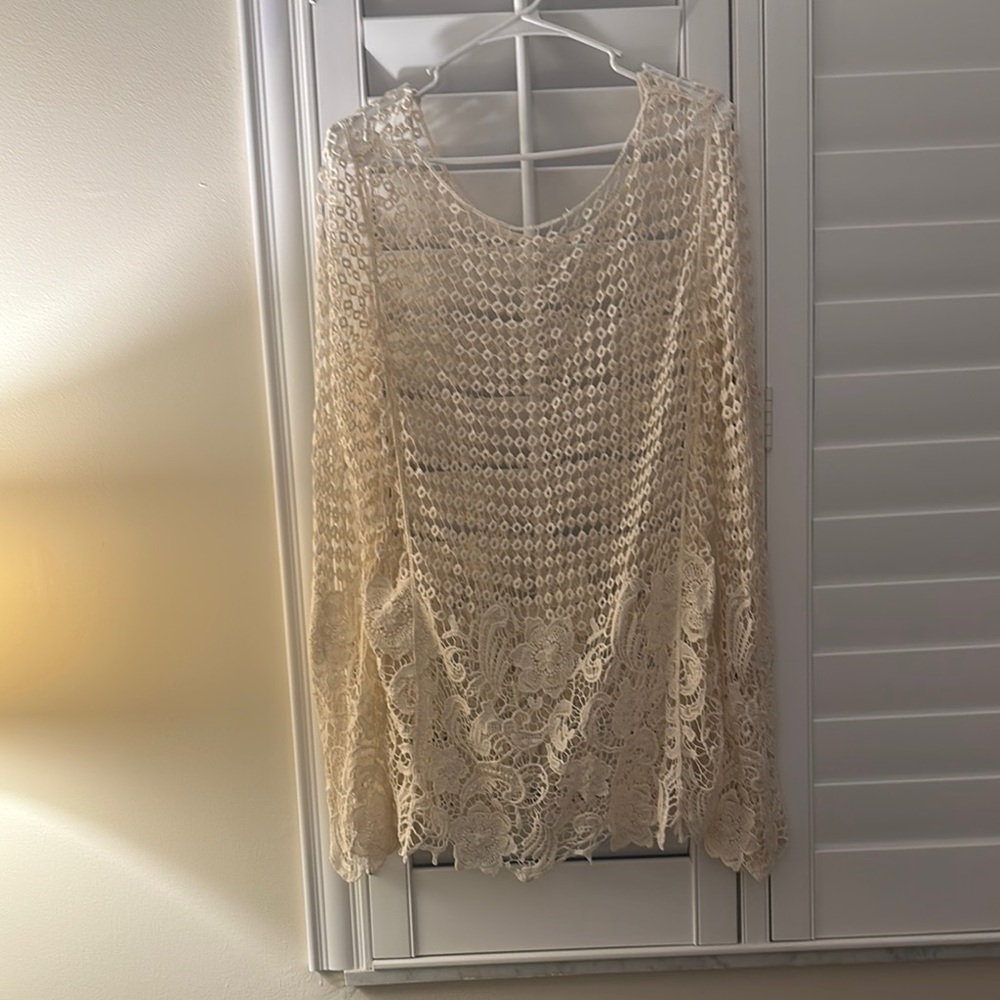 Cream Lace Crochet Top